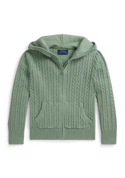 Girls 2-6x Mini-Cable Cotton Full-Zip Hoodie