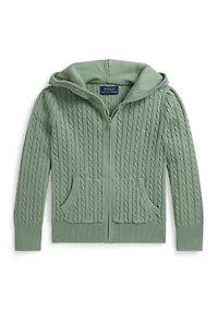 Girls 2-6x Mini-Cable Cotton Full-Zip Hoodie