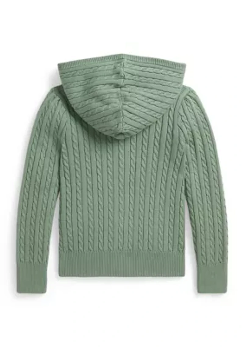 Girls 2-6x Mini-Cable Cotton Full-Zip Hoodie