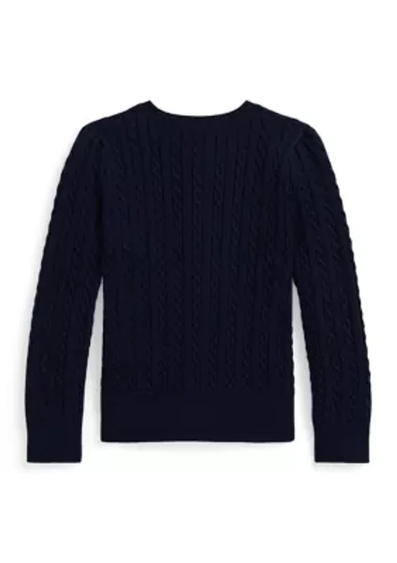 Girls 2-6x Polo Bear Mini-Cable Cotton Cardigan