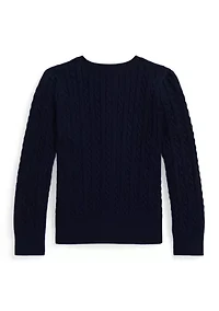 Girls 2-6x Polo Bear Mini-Cable Cotton Cardigan