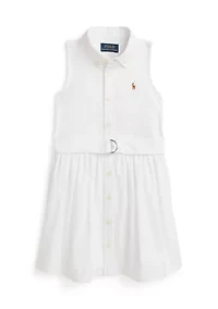 Girls 2-6x Belted Cotton Oxford Shirtdress