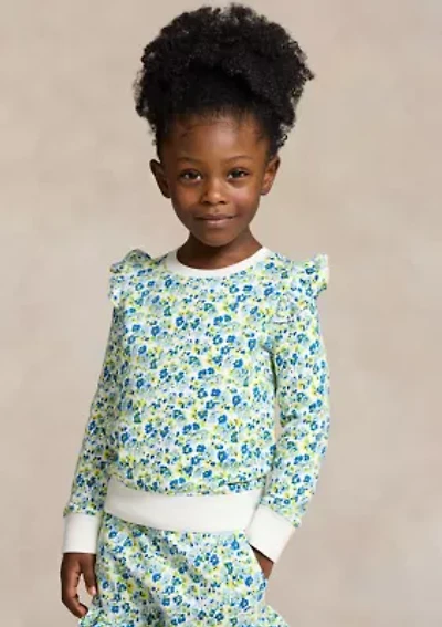 Girls 2-6x Floral Ruffled French Terry Sweatshirt