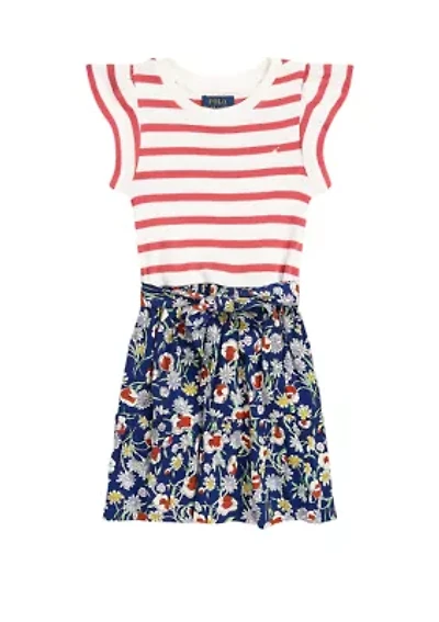 Girls 2-6x Striped & Floral Cotton-Blend Dress