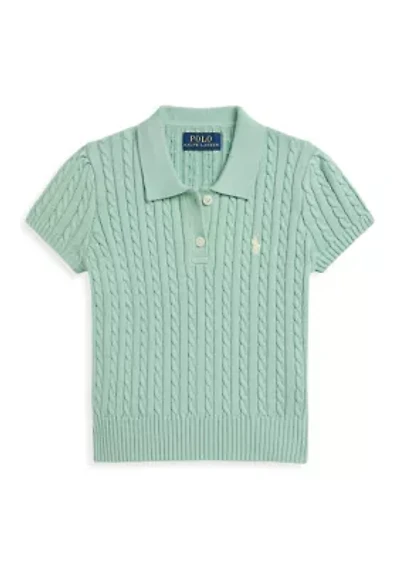 Girls 2-6x Mini-Cable Cotton Polo Sweater