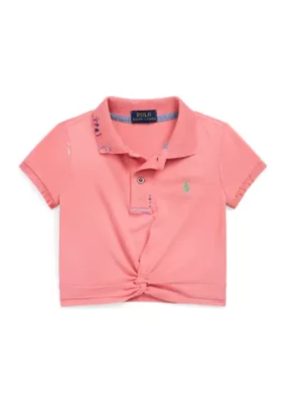 Girls 2-6x Twist Front Stretch Mesh Polo Shirt