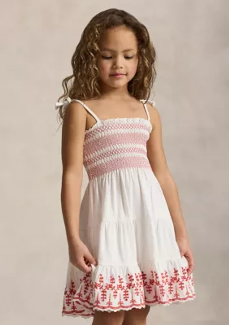 Girls 2-6x Smocked Eyelet Cotton Jersey Dress