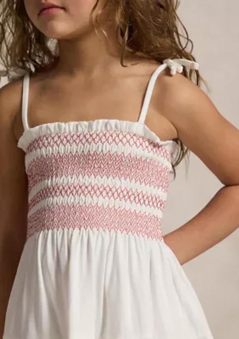 Girls 2-6x Smocked Eyelet Cotton Jersey Dress