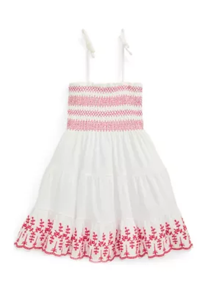 Girls 2-6x Smocked Eyelet Cotton Jersey Dress