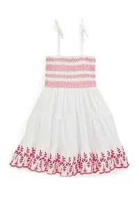 Girls 2-6x Smocked Eyelet Cotton Jersey Dress