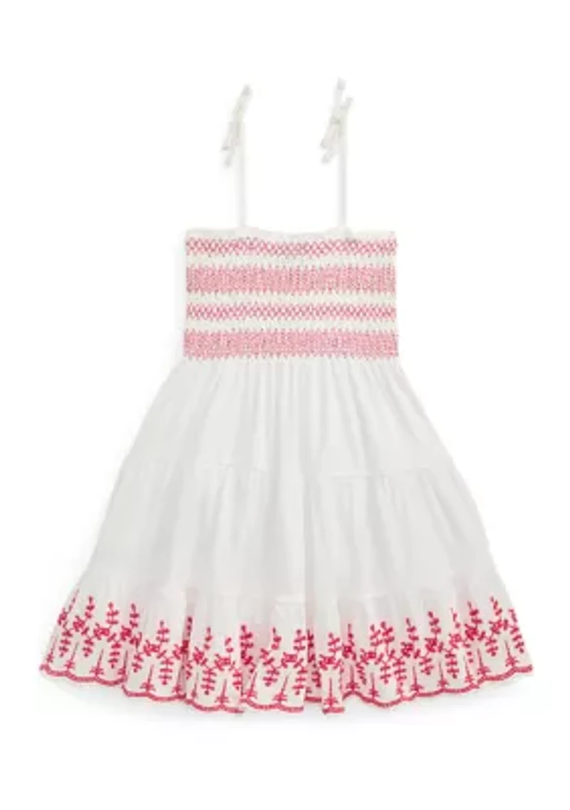 Girls 2-6x Smocked Eyelet Cotton Jersey Dress