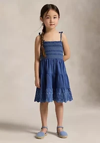 Girls 2-6x Smocked Eyelet Cotton Jersey Dress