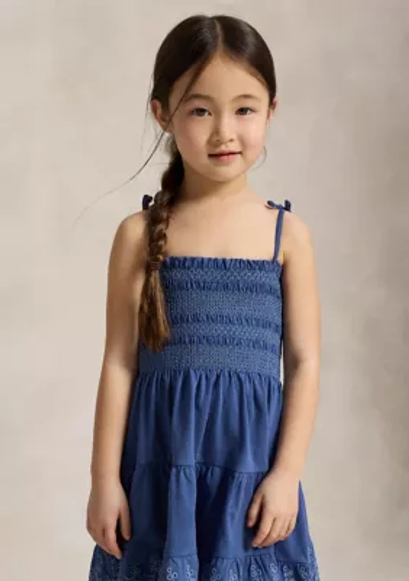 Girls 2-6x Smocked Eyelet Cotton Jersey Dress
