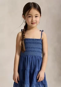 Girls 2-6x Smocked Eyelet Cotton Jersey Dress
