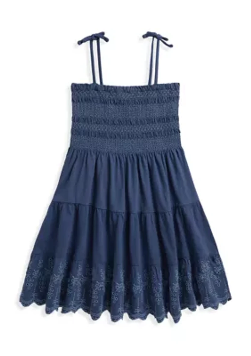 Girls 2-6x Smocked Eyelet Cotton Jersey Dress