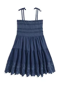 Girls 2-6x Smocked Eyelet Cotton Jersey Dress