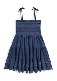 Girls 2-6x Smocked Eyelet Cotton Jersey Dress