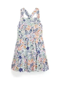 Girls 2-6x Tropical Printed Linen Cotton Dress