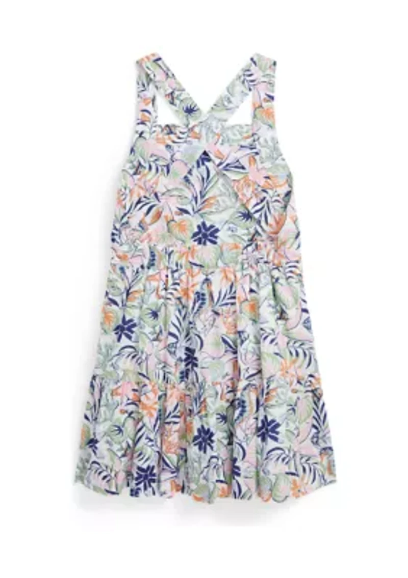 Girls 2-6x Tropical Printed Linen Cotton Dress