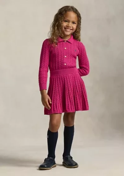 Girls 2-6x Cotton Polo Cardigan & Skirt Set
