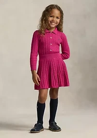 Girls 2-6x Cotton Polo Cardigan & Skirt Set