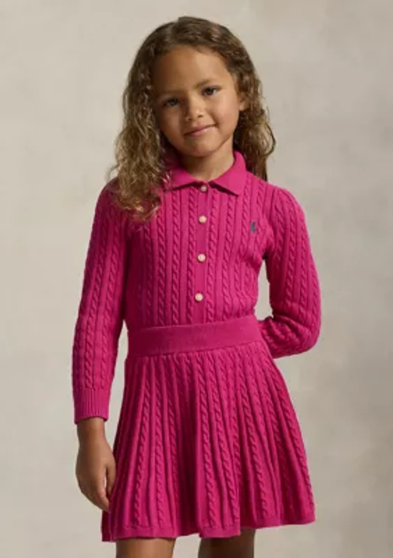 Girls 2-6x Cotton Polo Cardigan & Skirt Set