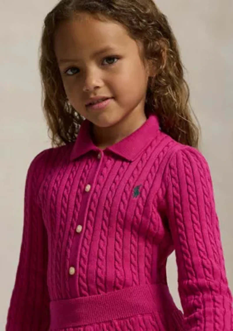 Girls 2-6x Cotton Polo Cardigan & Skirt Set