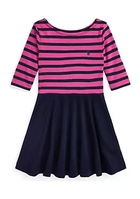 Girls 2-6x Striped Ponte Dress