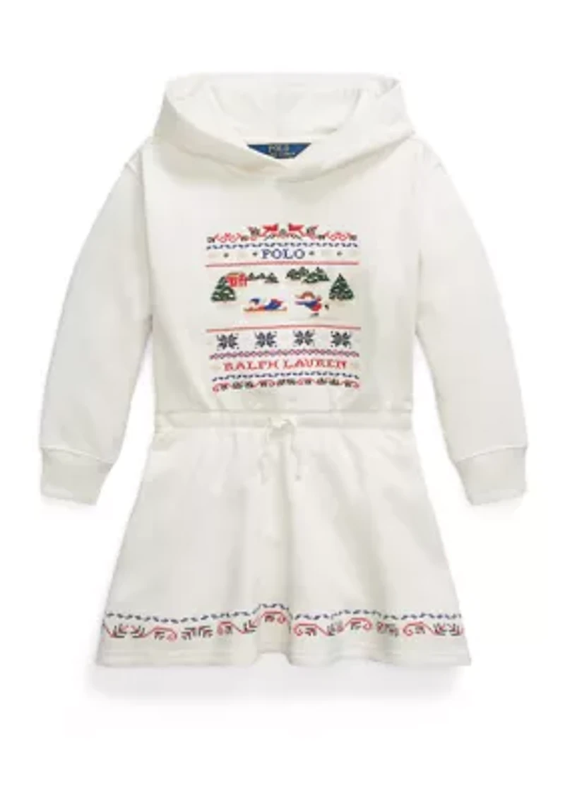 Girls 2-6x Embroidered Fleece Hoodie Dress