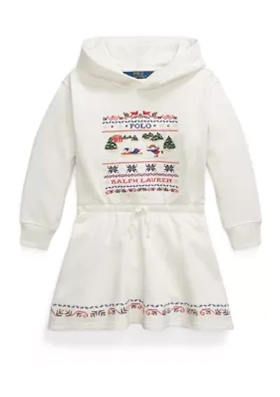 Girls 2-6x Embroidered Fleece Hoodie Dress