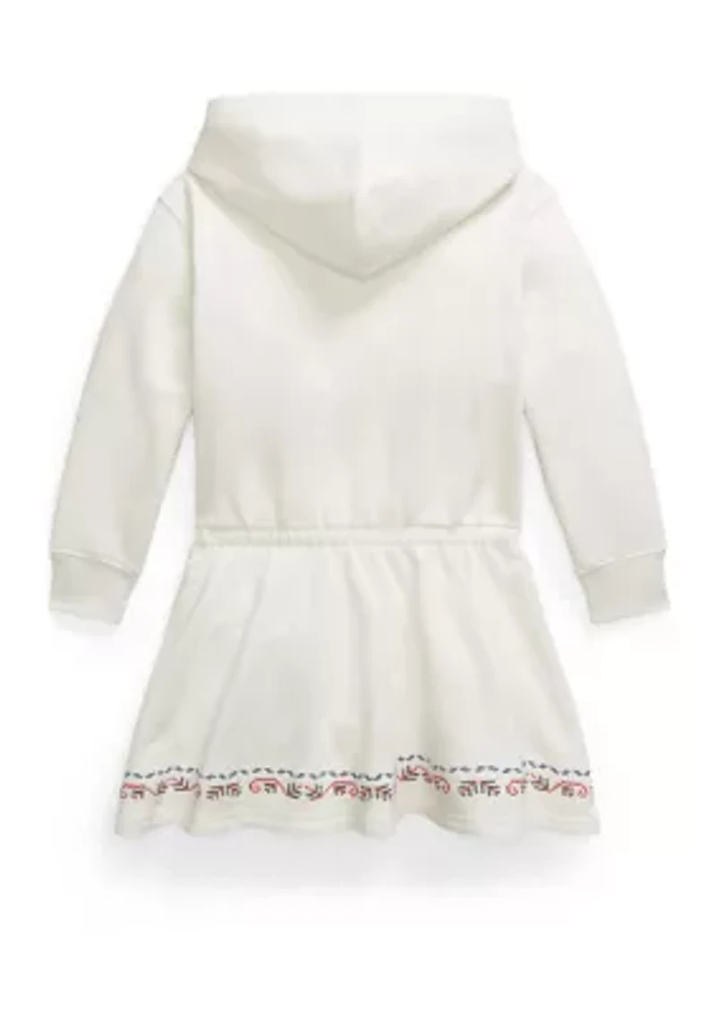 Girls 2-6x Embroidered Fleece Hoodie Dress