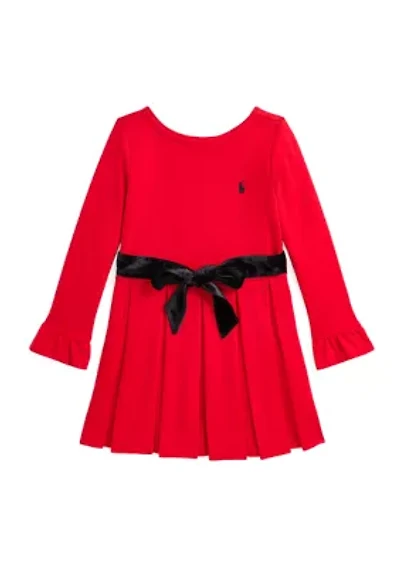 Girls 2-6x Pleated Ponte Dress