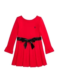 Girls 2-6x Pleated Ponte Dress