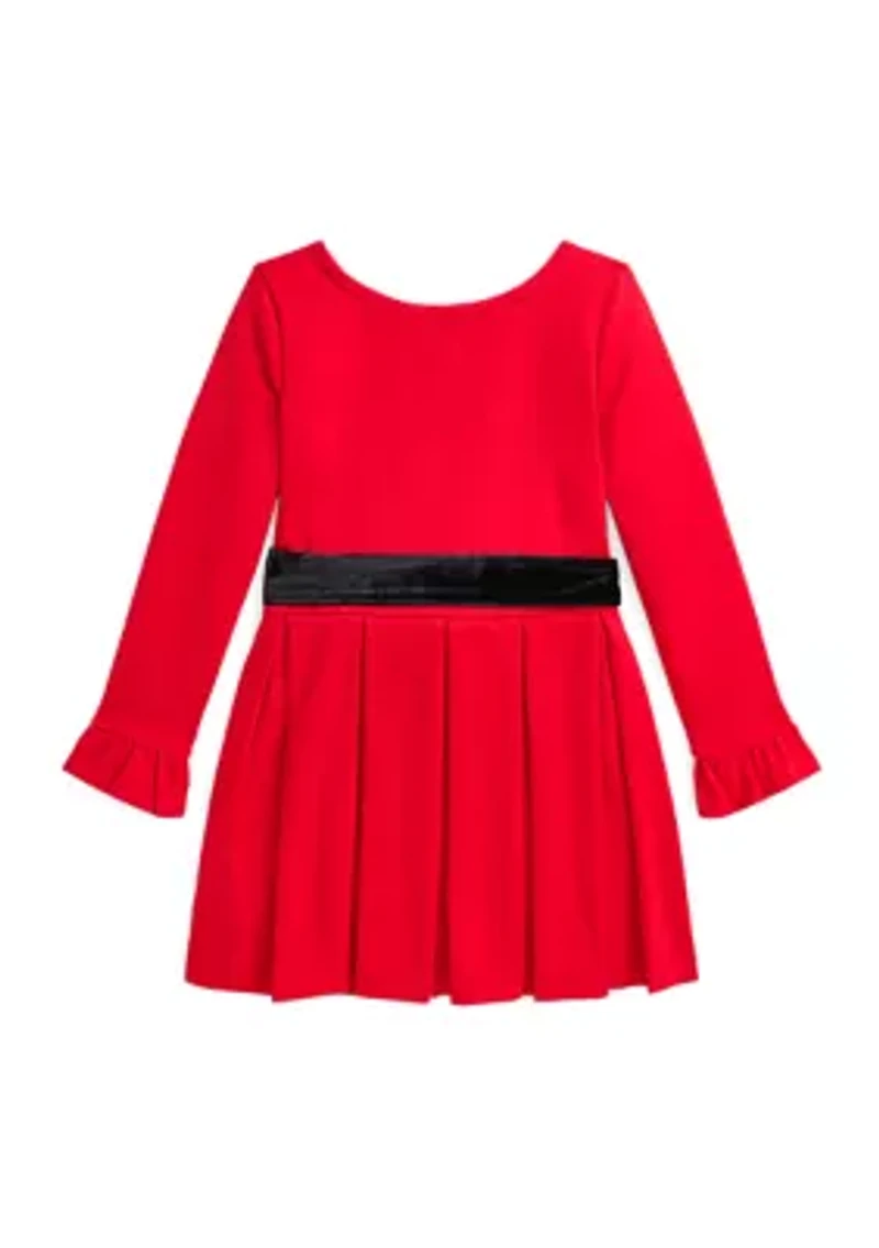 Girls 2-6x Pleated Ponte Dress