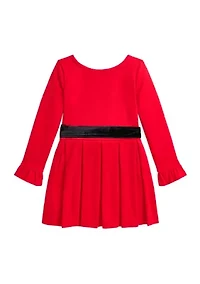 Girls 2-6x Pleated Ponte Dress