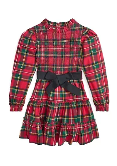 Girls 2-6x Plaid Smocked Cotton Jersey Dress