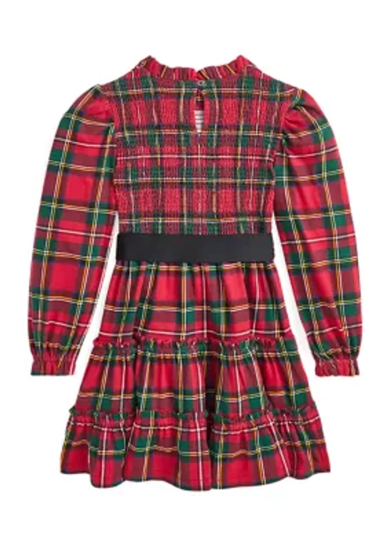 Girls 2-6x Plaid Smocked Cotton Jersey Dress