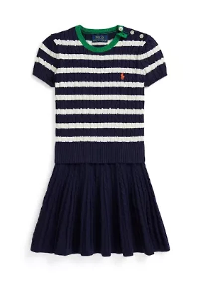 Girls 2-6x Striped Cotton Sweater & Skirt Set