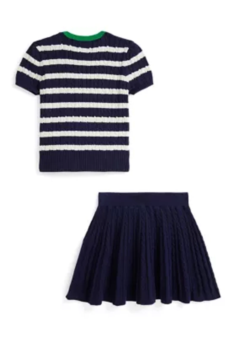 Girls 2-6x Striped Cotton Sweater & Skirt Set