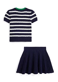 Girls 2-6x Striped Cotton Sweater & Skirt Set