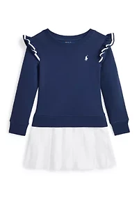 Girls 2-6x Woven Skirt Terry Dress