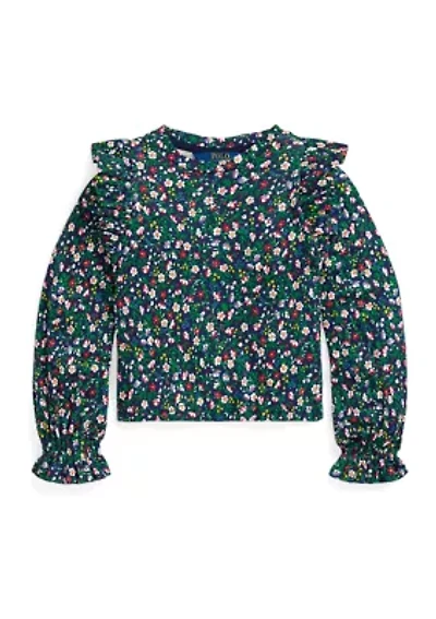 Girls 2-6x Floral Ruffled Cotton Modal Top