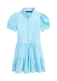 Girls 2-6x Striped Tiered Linen-Cotton Dress
