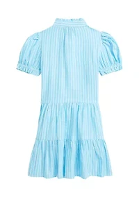 Girls 2-6x Striped Tiered Linen-Cotton Dress