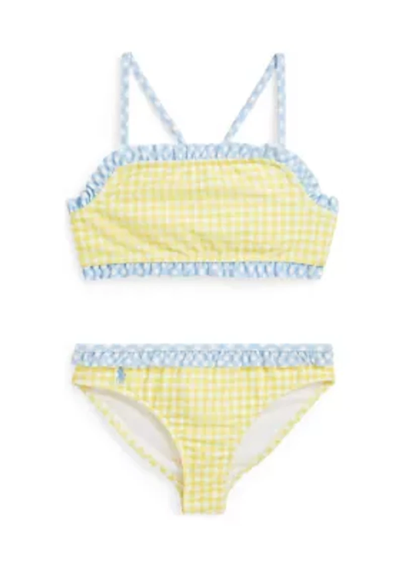 Girls 2-6x Gingham Ruffled Two Piece Swimsuit