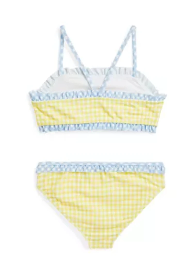 Girls 2-6x Gingham Ruffled Two Piece Swimsuit