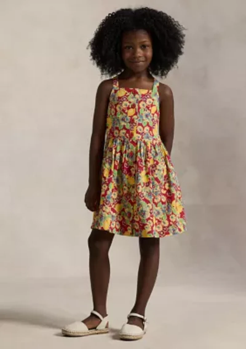 Girls 2-6x Lemon Floral Slub Cotton Dress