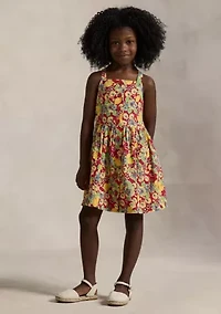 Girls 2-6x Lemon Floral Slub Cotton Dress