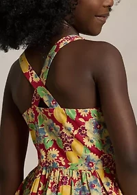 Girls 2-6x Lemon Floral Slub Cotton Dress