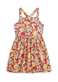 Girls 2-6x Lemon Floral Slub Cotton Dress